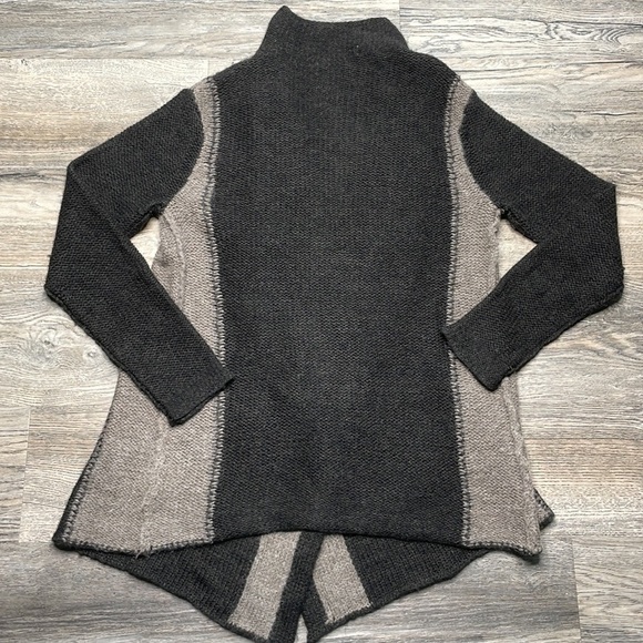 360 Sweater Merino Wool Blend Grey Open Front High Low Cardigan Sweater, size XS - Picture 7 of 8